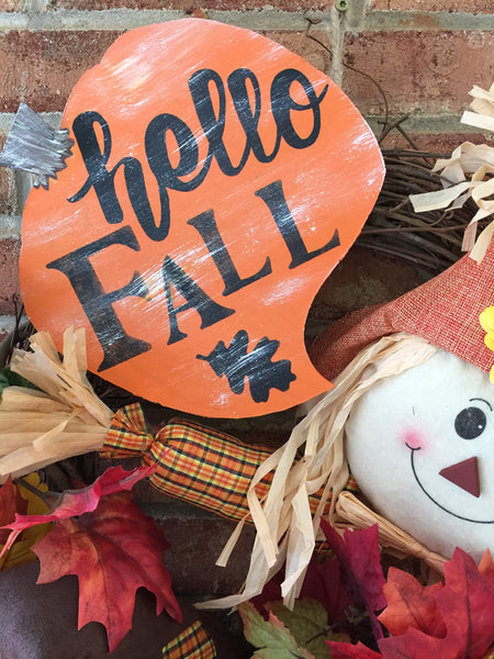 Hello Fall Scarecrow Wreath