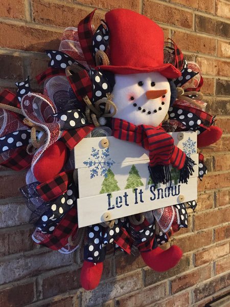 Let It Snow Snowman Wreath