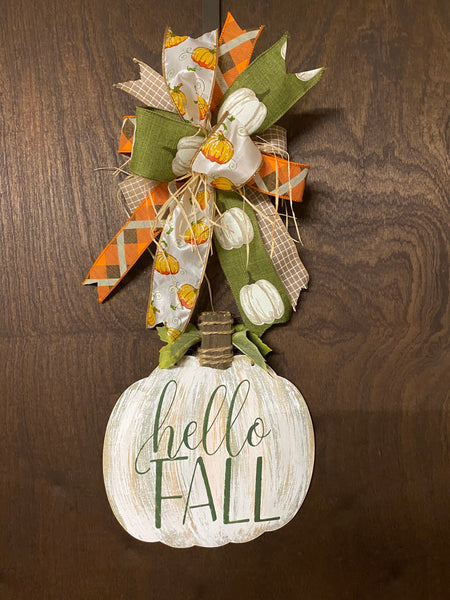 Halloween Jack-O-Lantern and Hello Fall Pumpkin Sign - reversable