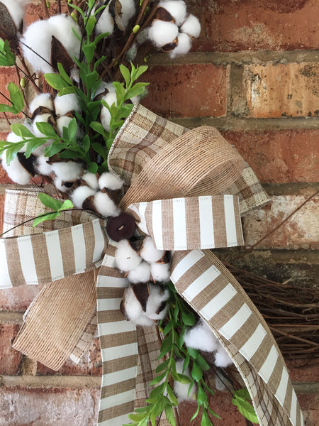 Grapevine Wreath with Cotton