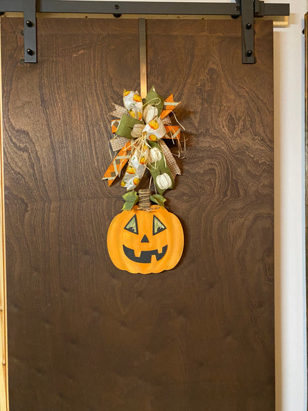 Halloween Jack-O-Lantern and Hello Fall Pumpkin Sign - reversable