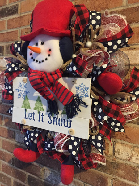 Let It Snow Snowman Wreath