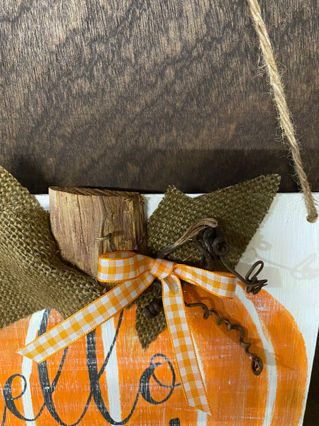 Hello Fall Pumpkin Sign