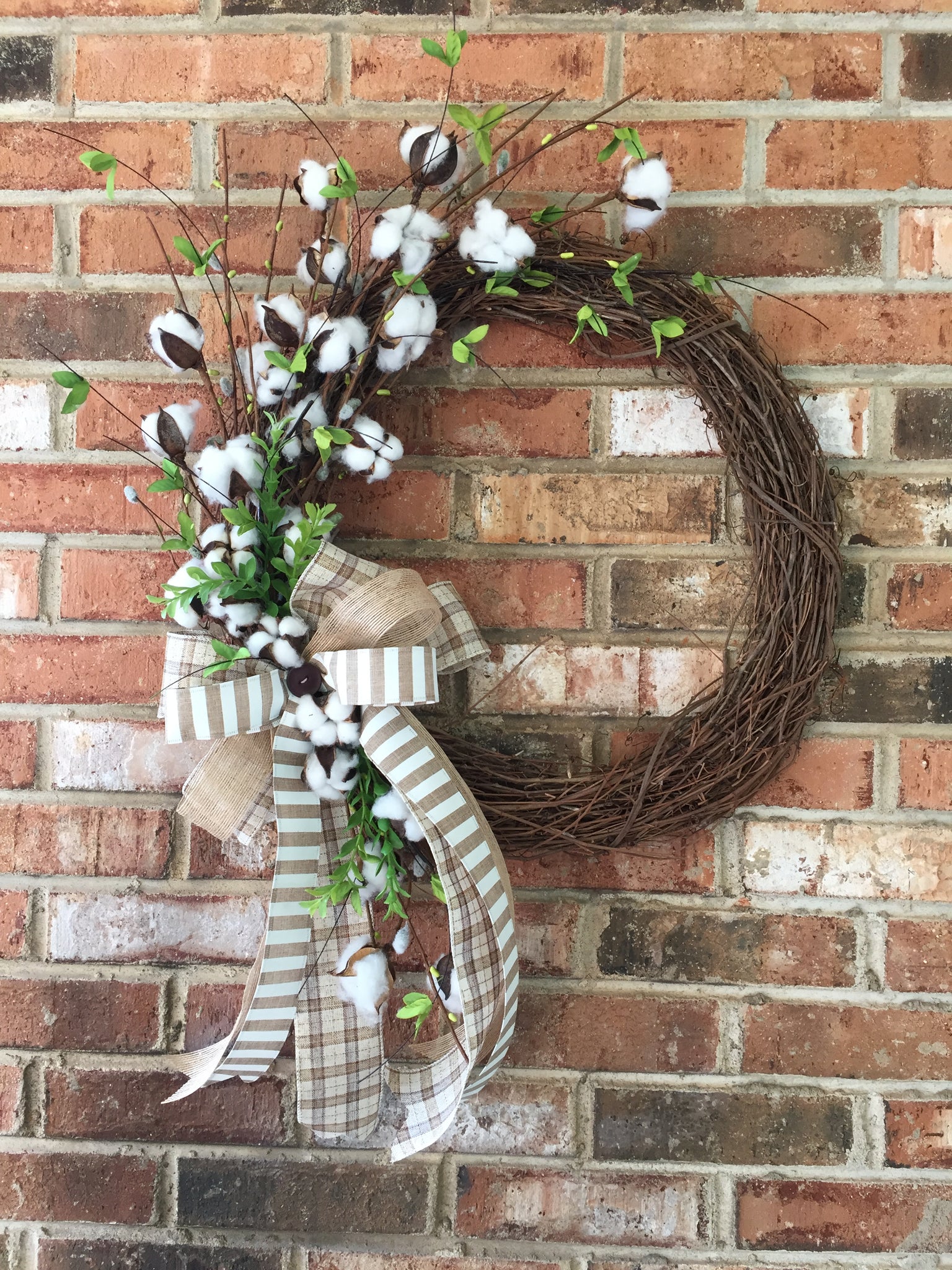 Grapevine Wreath with Cotton