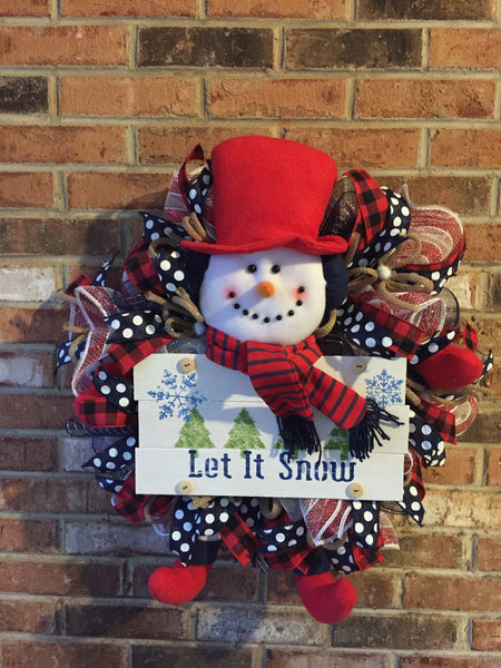 Let It Snow Snowman Wreath