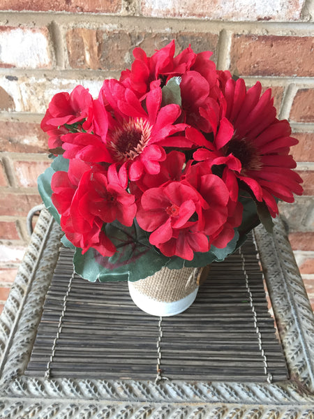 Geraniums & Gerbers Floral Arrangement