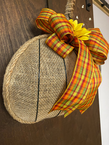 Burlap Pumpkin Wreath