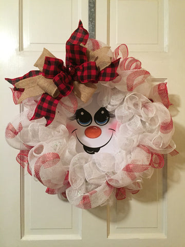 SnowWoman Red Wreath