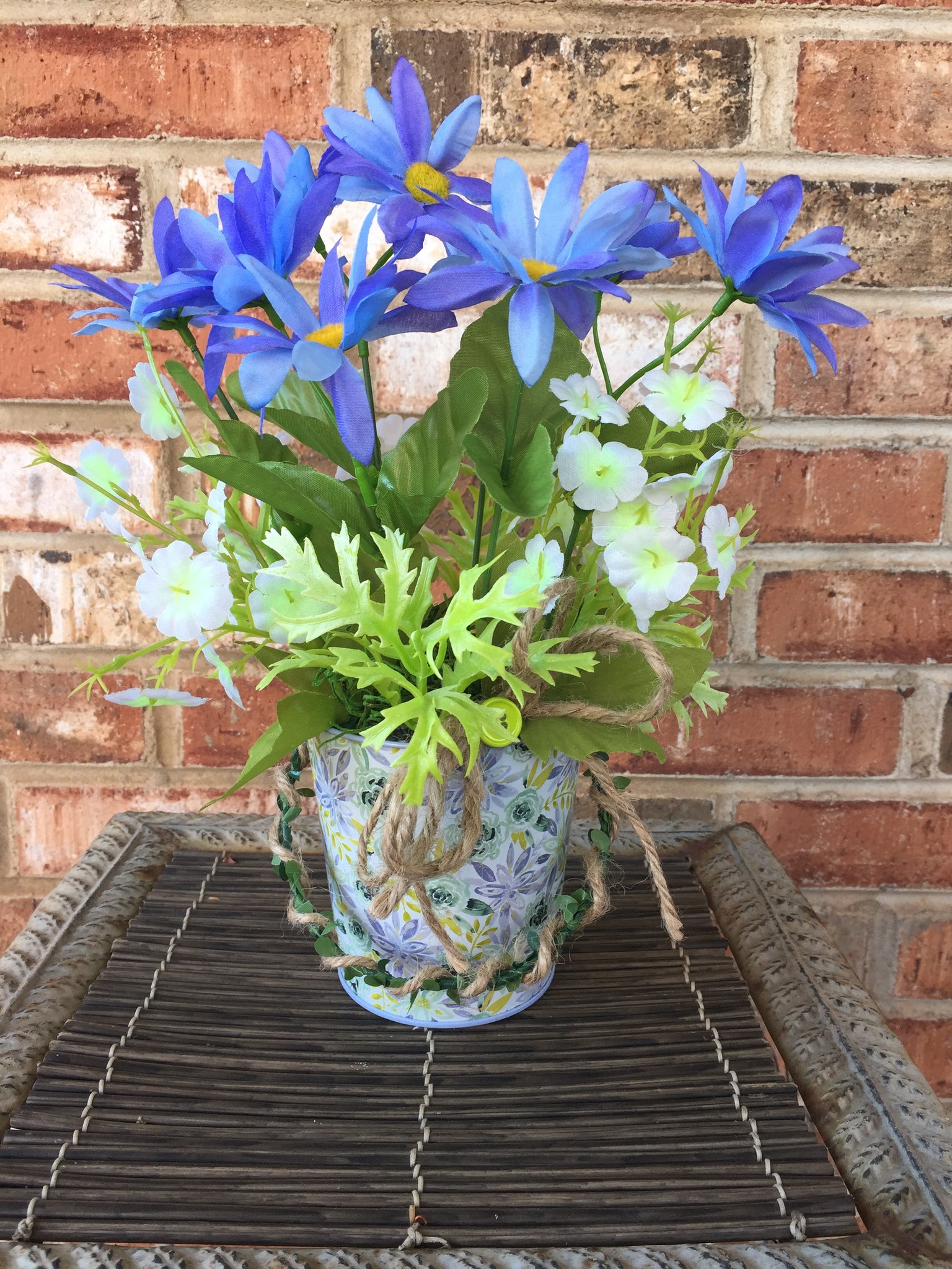 Pail of Blue Daisies