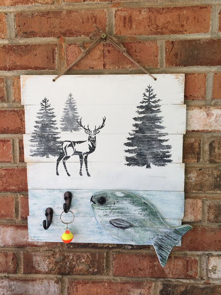 Fish and Deer Sign with keyhooks