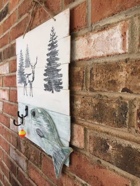 Fish and Deer Sign with keyhooks