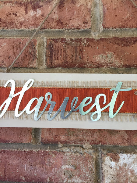 Harvest Sign with burlap Leaf