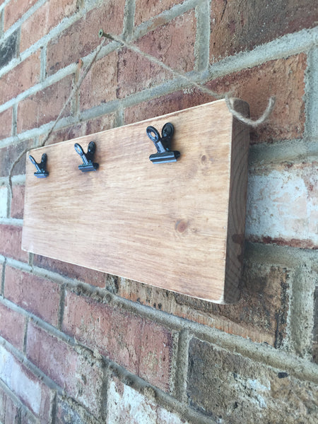 Wooden Photo / Note Board with 3 clips