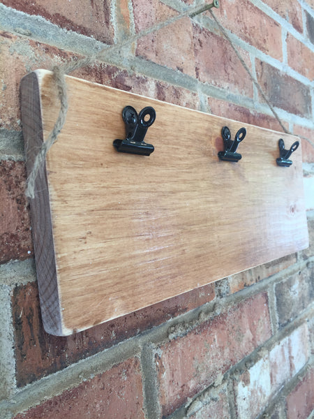 Wooden Photo / Note Board with 3 clips