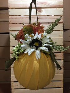 Hanging Pumpkin Ball - Large Yellow