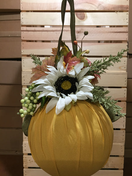 Hanging Pumpkin Ball - Large Yellow