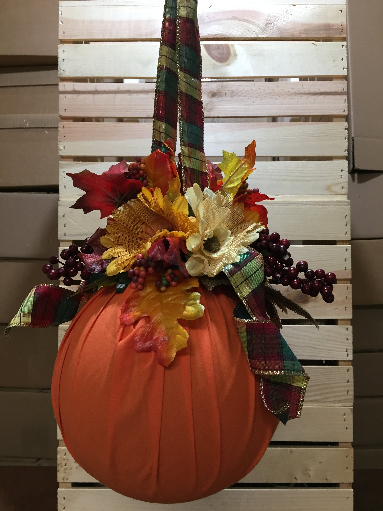 Hanging Pumpkin Ball - Large Orange