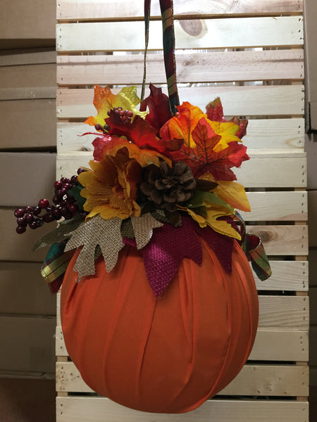 Hanging Pumpkin Ball - Large Orange