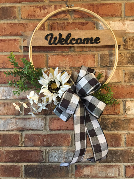 Hoop Wreath - Welcome Sunflower