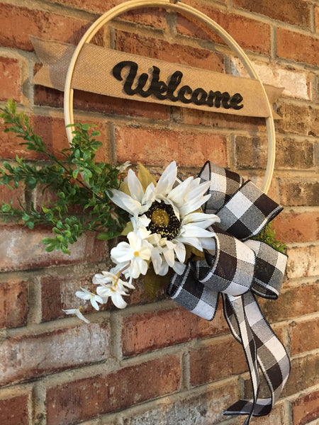 Hoop Wreath - Welcome Sunflower