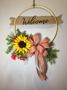 Welcome Yellow Sunflower - (multiple bow options)