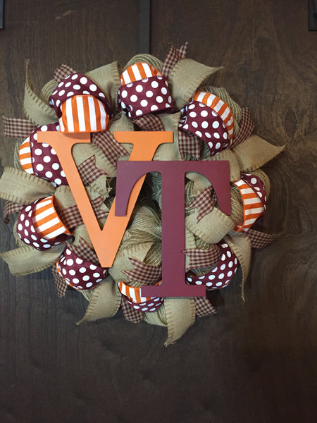 VT College Burlap Wreath