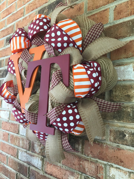 VT College Burlap Wreath