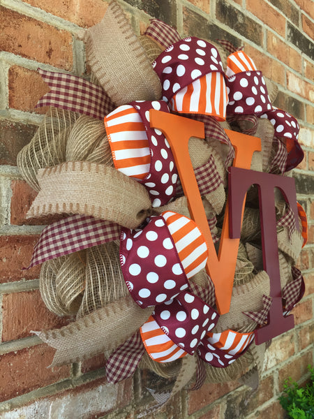 VT College Burlap Wreath