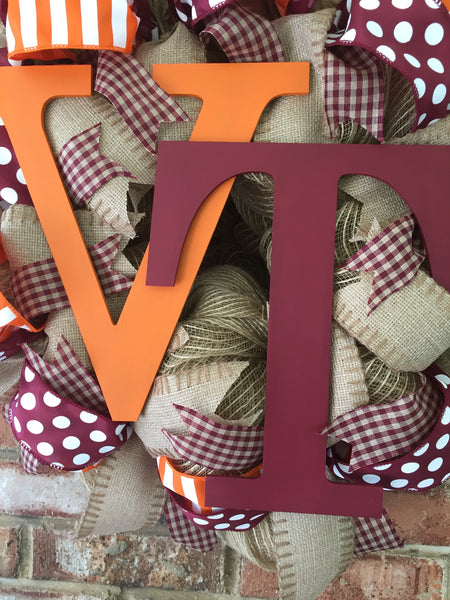 VT College Burlap Wreath