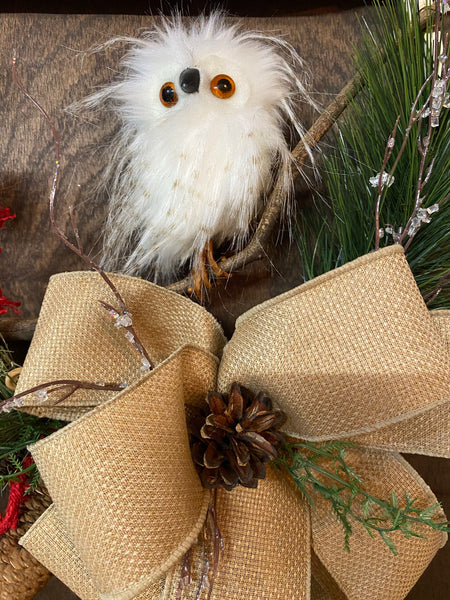 Welcome Winter Owl - Hoop Wreath