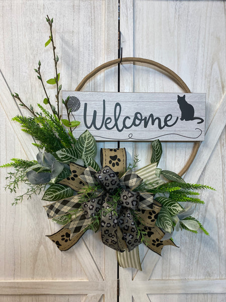 Cat Theme Hoop Wreath