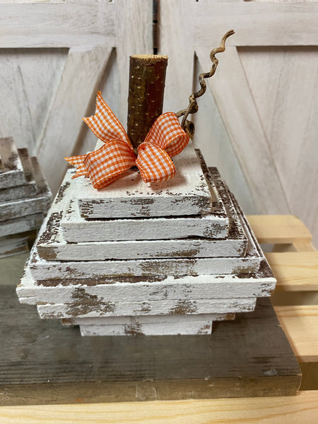 Wood Stacked Pumpkins (2pc set)