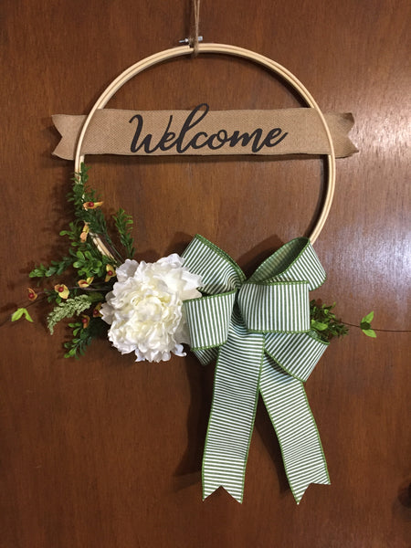 Welcome Peony Wreath - (multiple bow options)