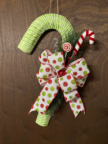 Candy Cane Wreath - Green Peppermint Stripe