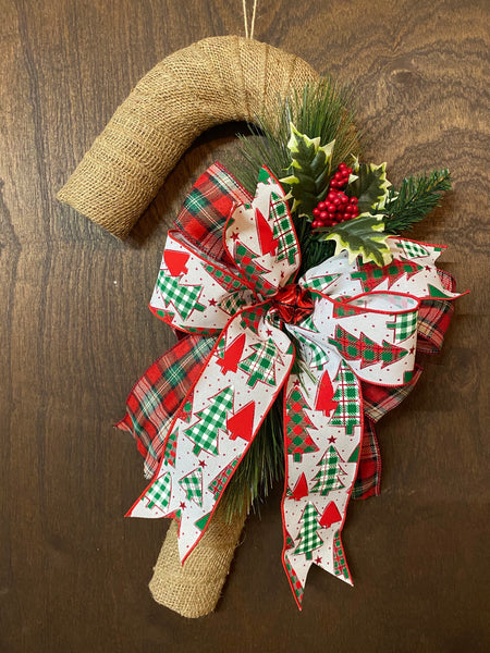 Candy Cane Wreath - Burlap