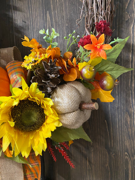 Sunflower & Pumpkin Fall Wreath