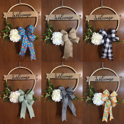 Welcome Peony Wreath - (multiple bow options)