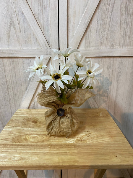 Burlap Sack Arrangement (Greenery or Flowering bush)