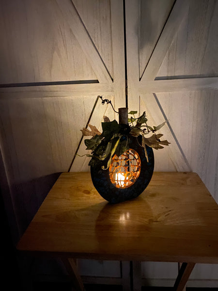 Lighted Wood Pumpkin