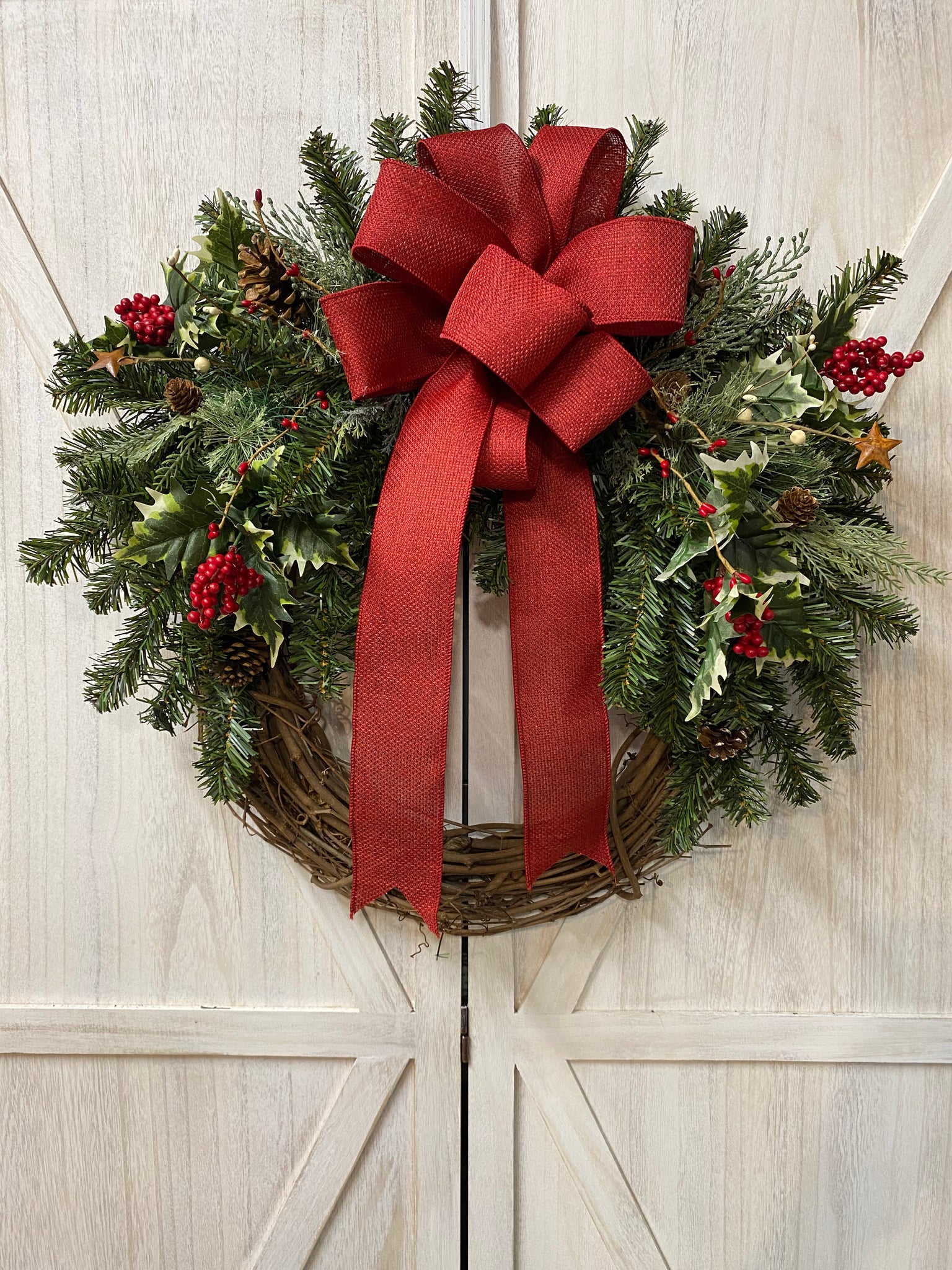 Holly Berry and Evergreen Wreath