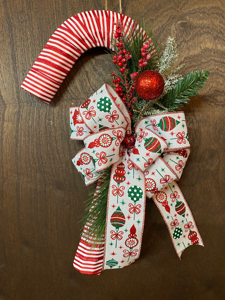 Candy Cane Wreath - Red Peppermint Stripe