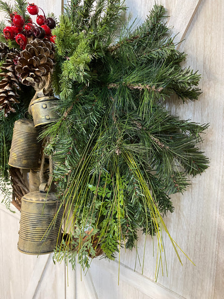 Cowbells Evergreen Wreath