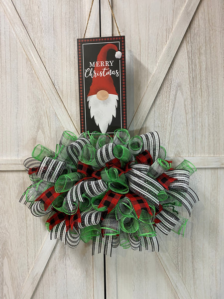 Gnome Elf Christmas Wreath - Rail