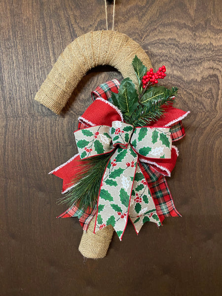 Candy Cane Wreath - Burlap