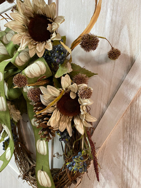 Rustic White Sunflower Wreath