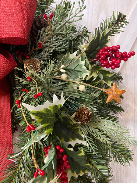 Holly Berry and Evergreen Wreath