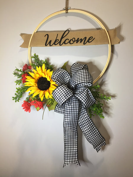 Welcome Yellow Sunflower - (multiple bow options)