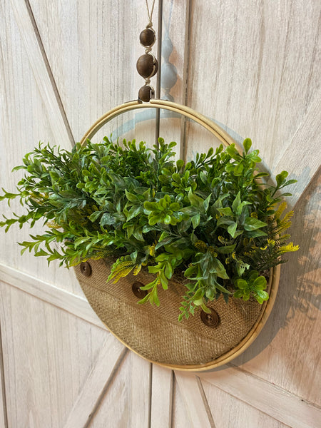 Hoop Wreath - Boxwood, Buttons and Beads