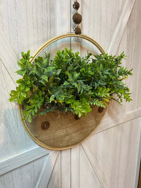 Hoop Wreath - Boxwood, Buttons and Beads