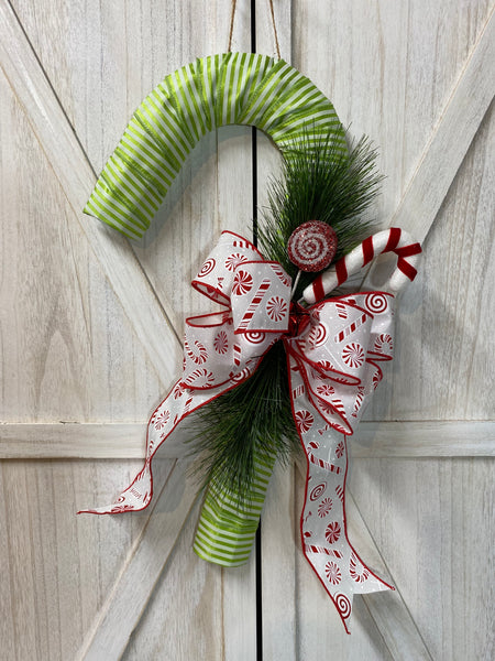 Candy Cane Wreath - Green Peppermint Stripe